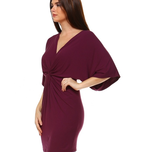 ❤️ Soft plum twist front knit dress - Picture 2 of 7